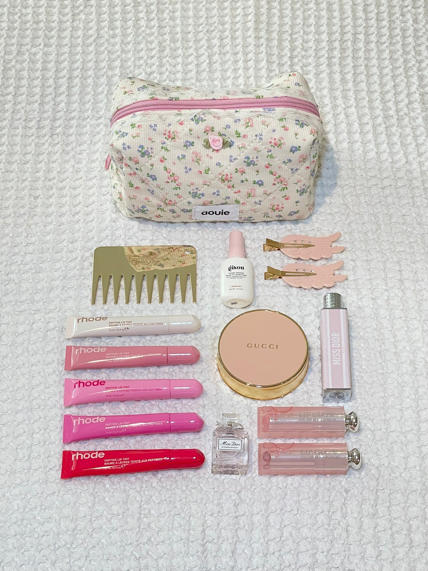 Pink Blooming floral makeup bag