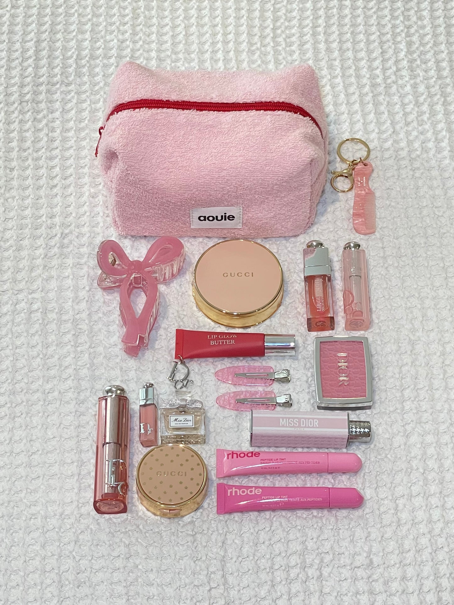 Soft Pink and Red Makeup Bag