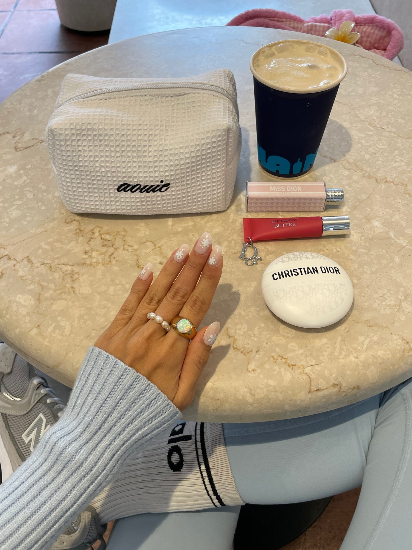 Blanc Waffle makeup bag