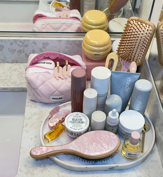 Heart-embroidered Lace Makeup Bag