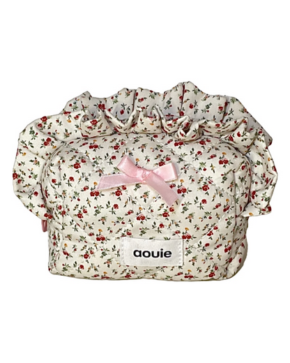 Mini Floral Ruffled Makeup Bag